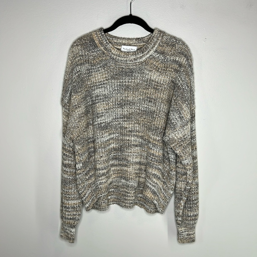 Michael Stars Boxy Crop Michelle Alta Shaker Stitch Cotton Blend Sweater size L - Picture 2 of 12